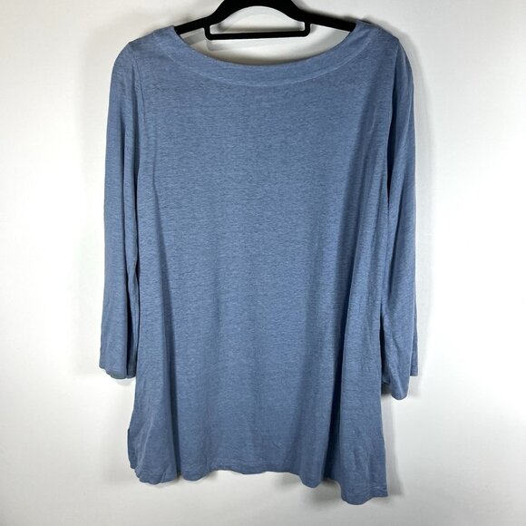 Eileen Fisher Linen Blue 3/4 Sleeve Tunic Top Women's Size‎ Medium Minimalist - Picture 6 of 8